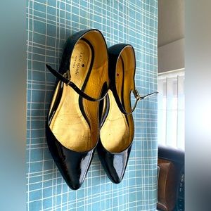 Kate Spade- Women’s- Size 8.5- Black Patent- pointed toe-Mary Jane- Flats